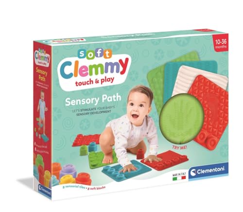 Clementoni- Soft Sensoriels Clemmy-Tapis d'éveil pour bébé-Blocs de Construction Premier